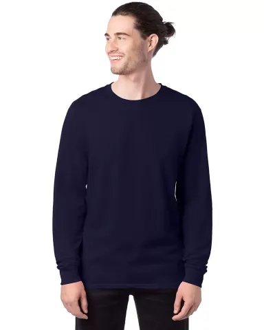 5286 Hanes® Heavyweight Long Sleeve T-shirt in Athletic navy front view