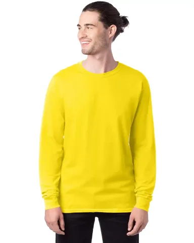 5286 Hanes® Heavyweight Long Sleeve T-shirt in Athletic yellow front view