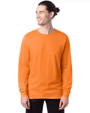 5286 Hanes® Heavyweight Long Sleeve T-shirt in Tennessee orange front view