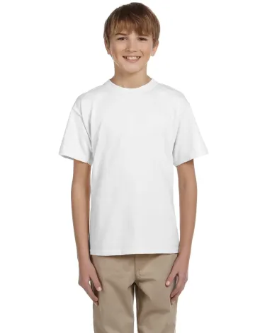 5370 Hanes® Heavyweight 50/50 Youth T-shirt in White front view
