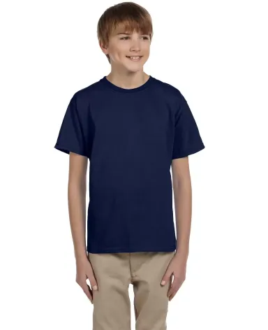5370 Hanes® Heavyweight 50/50 Youth T-shirt in Navy front view