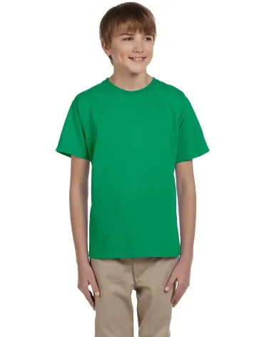 5370 Hanes® Heavyweight 50/50 Youth T-shirt in Kelly green front view