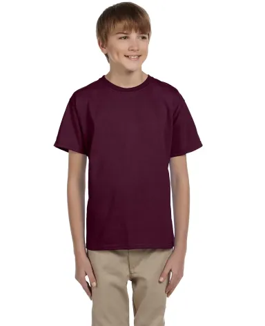 5370 Hanes® Heavyweight 50/50 Youth T-shirt in Maroon front view