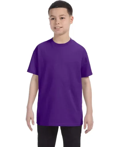 5450 Hanes® Authentic Tagless Youth T-shirt in Purple front view