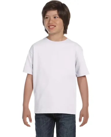 5480 Hanes® Heavyweight Youth T-shirt in White front view