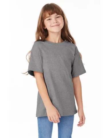 5480 Hanes® Heavyweight Youth T-shirt in Oxford gray front view