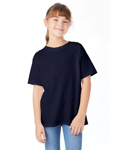 5480 Hanes® Heavyweight Youth T-shirt in Athletic navy front view