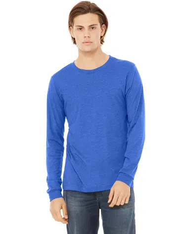 BELLA+CANVAS 3501 Long Sleeve T-Shirt in Tr royal triblnd front view