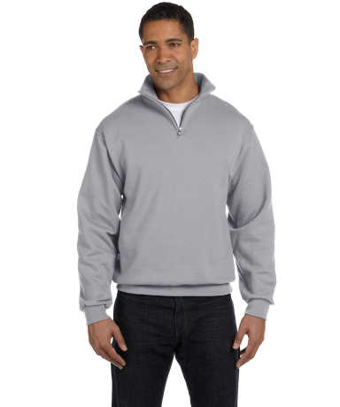 JERZEES 995 Adult New Blend Zip Cadet Collar Sweat in Oxford front view