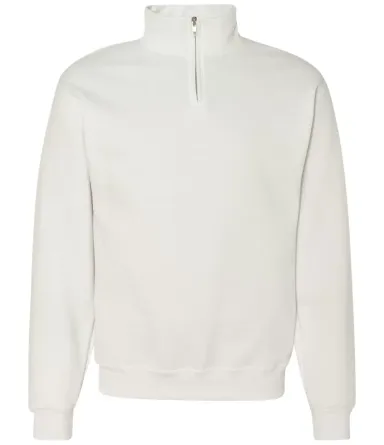 JERZEES 995 Adult New Blend Zip Cadet Collar Sweat WHITE front view
