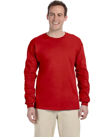 2400 Gildan Ultra Cotton Long Sleeve T Shirt  in Red front view