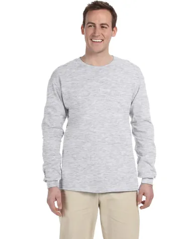 2400 Gildan Ultra Cotton Long Sleeve T Shirt  in Ash grey front view