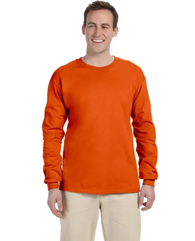 2400 Gildan Ultra Cotton Long Sleeve T Shirt  in Orange front view