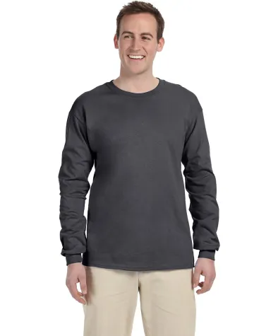 2400 Gildan Ultra Cotton Long Sleeve T Shirt  in Dark heather front view