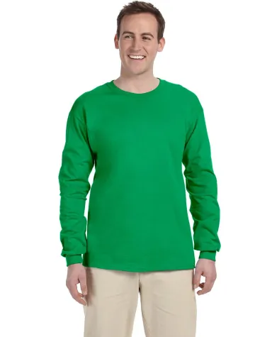 2400 Gildan Ultra Cotton Long Sleeve T Shirt  in Irish green front view