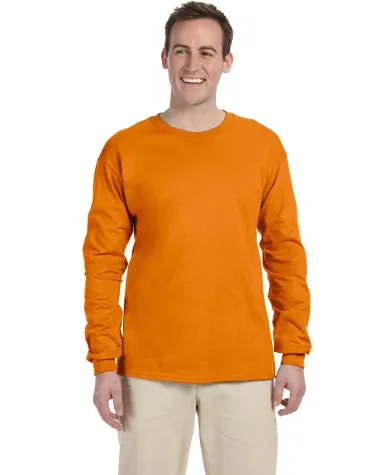 2400 Gildan Ultra Cotton Long Sleeve T Shirt  in S orange front view