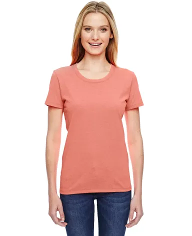 Fruit of the Loom Ladies Heavy Cotton HD153 100 Co RETRO HTR CORAL front view