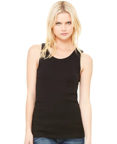 BELLA 1080 Womens Ribbed Tank Top in Black front view