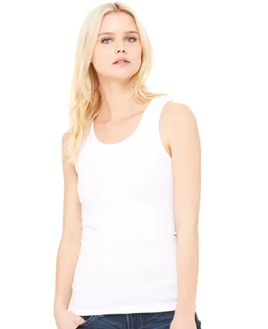 BELLA 1080 Womens Ribbed Tank Top in White front view