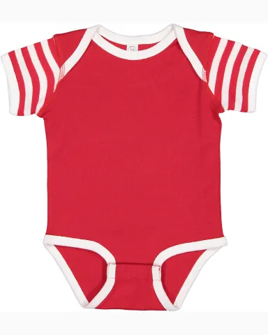 4400 Onsie Rabbit Skins® Infant Lap Shoulder Cree in Rd/ wh/ rd wh st front view