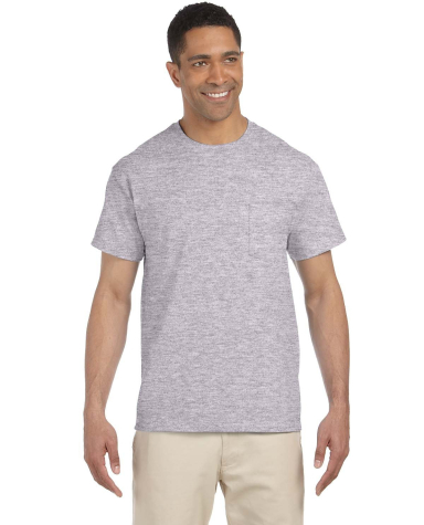 2300 Gildan Ultra Cotton Pocket T-shirt in Sport grey front view