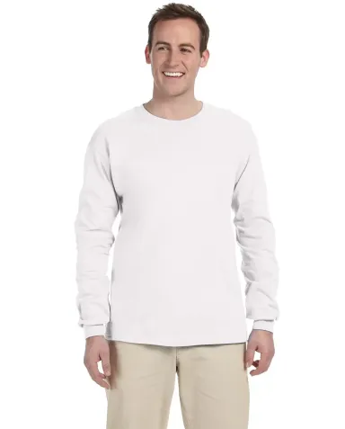 G240 Gildan Ultra Cotton Long Sleeve T-shirt WHITE front view