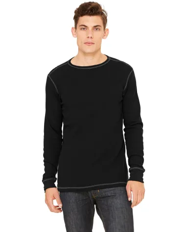 BELLA+CANVAS 3500 Mens Long Sleeve Thermal in Black/ grey front view