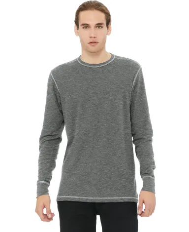 BELLA+CANVAS 3500 Mens Long Sleeve Thermal in Dp hthr/ dp hthr front view