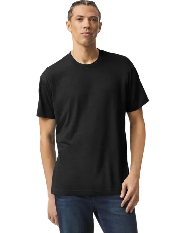 American Apparel TR401 Unisex Tri-Blend Track Tee in Tri black front view