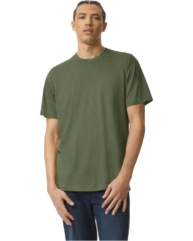 American Apparel TR401 Unisex Tri-Blend Track Tee in Tri olive front view