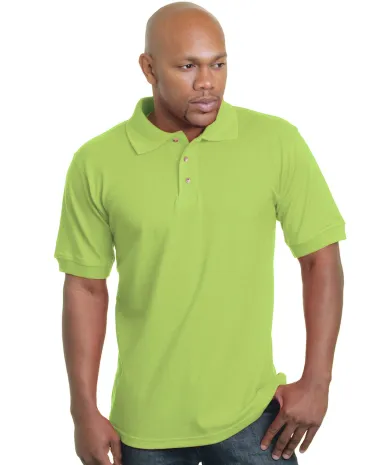 1000 Bayside Adult Cotton Pique Polo in Lime green front view