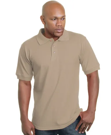 1000 Bayside Adult Cotton Pique Polo in Sand front view