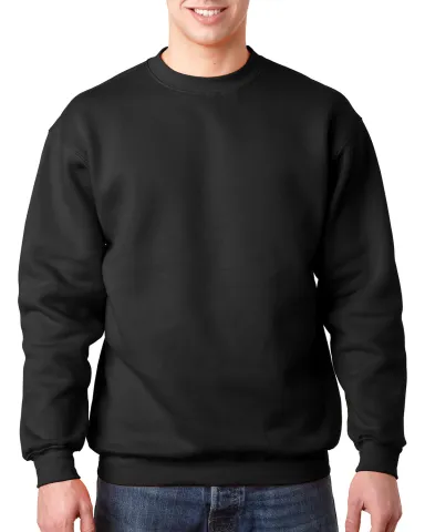 1102 Bayside Fleece Crew Neck Pullover S - 5XL  in Black front view