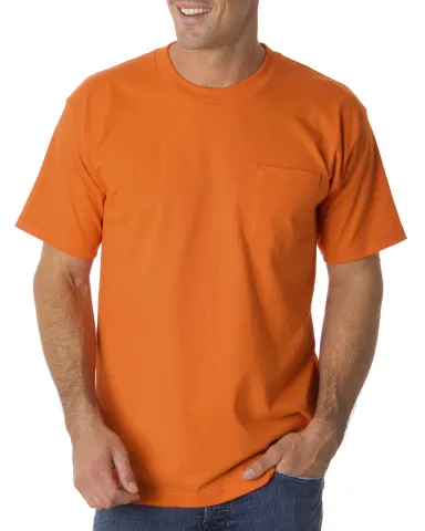 Bayside 1725 USA-Made 50/50 Short Sleeve T-Shirt w in Bright orange front view