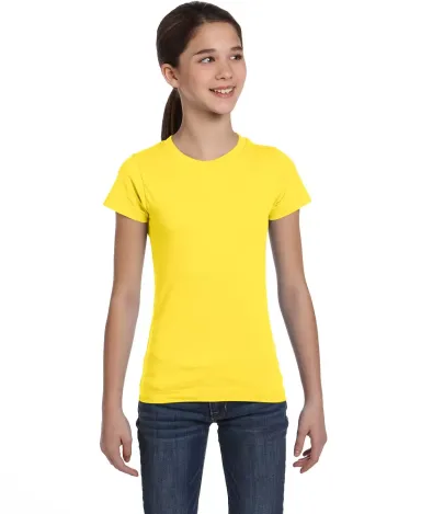 2616 LA T Girls' Fine Jersey Longer Length T-Shirt YELLOW front view