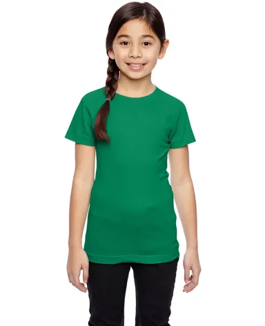 2616 LA T Girls' Fine Jersey Longer Length T-Shirt KELLY front view
