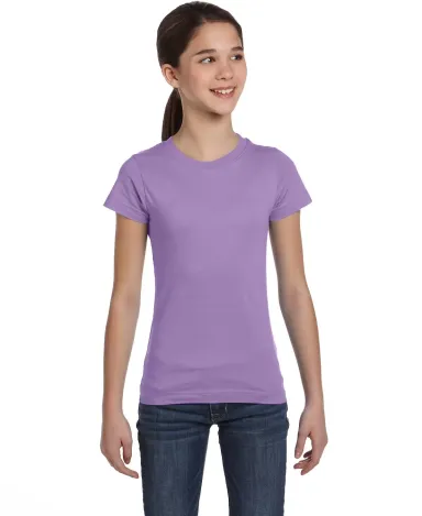 2616 LA T Girls' Fine Jersey Longer Length T-Shirt LAVENDER front view
