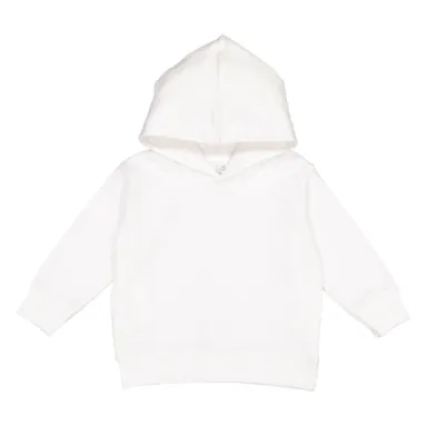 3326 Rabbit Skins Toddler Hooded Sweatshirt with P in White front view