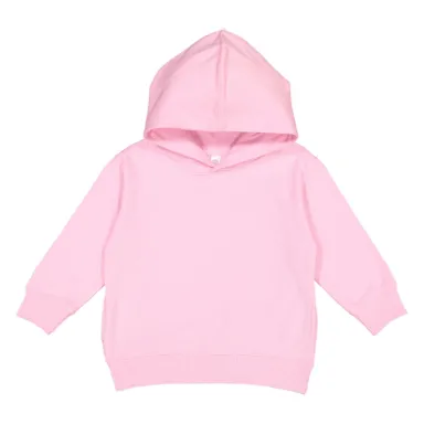 3326 Rabbit Skins Toddler Hooded Sweatshirt with P in Pink front view