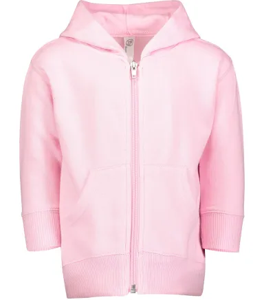 3446 Rabbit Skins Infant Zipper Hooded Sweatshirt in Pink front view