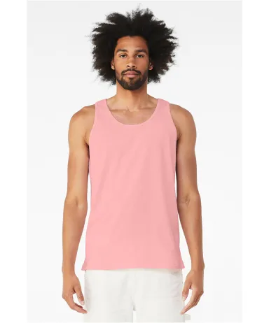 BELLA+CANVAS 3480 Unisex Cotton Tank Top in Pink front view