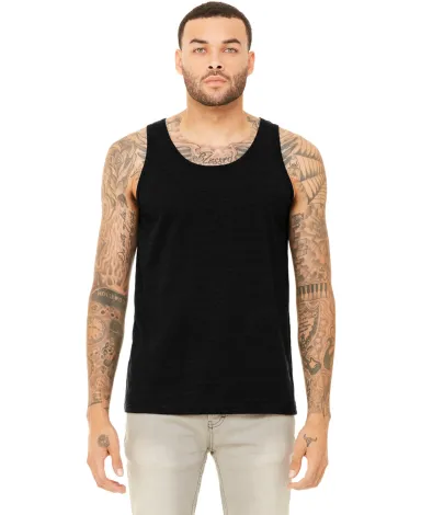 BELLA+CANVAS 3480 Unisex Cotton Tank Top in Black heather front view
