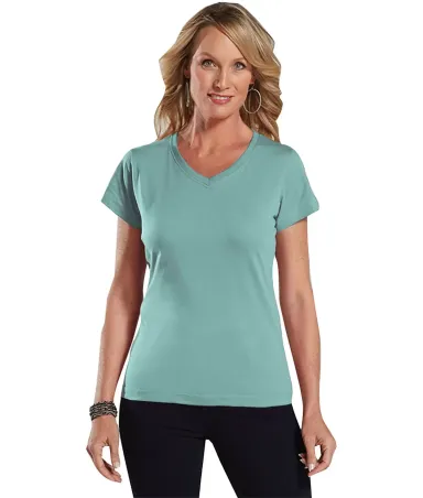 3507 LA T Ladies V-Neck Longer Length T-Shirt CHILL front view