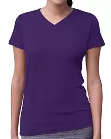 3507 LA T Ladies V-Neck Longer Length T-Shirt PURPLE front view