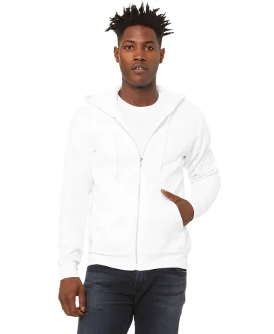 BELLA+CANVAS 3739 Unisex Poly-Cotton Fleece Hoodie in Dtg white front view