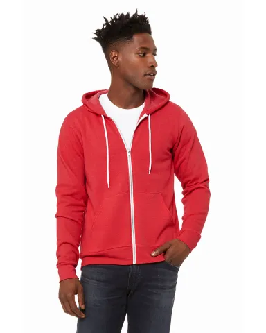 BELLA+CANVAS 3739 Unisex Poly-Cotton Fleece Hoodie in Heather red front view