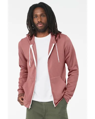 BELLA+CANVAS 3739 Unisex Poly-Cotton Fleece Hoodie in Heather mauve front view
