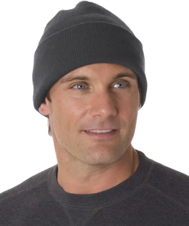 3825 Bayside Knit Cuff Beanie in Charcoal front view