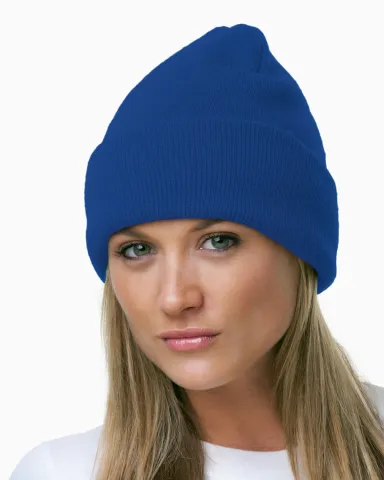 3825 Bayside Knit Cuff Beanie in Royal blue front view