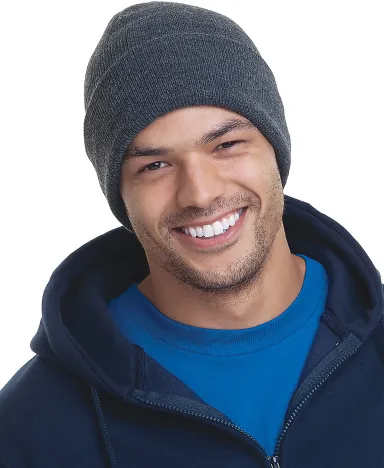 3825 Bayside Knit Cuff Beanie in Graphite front view